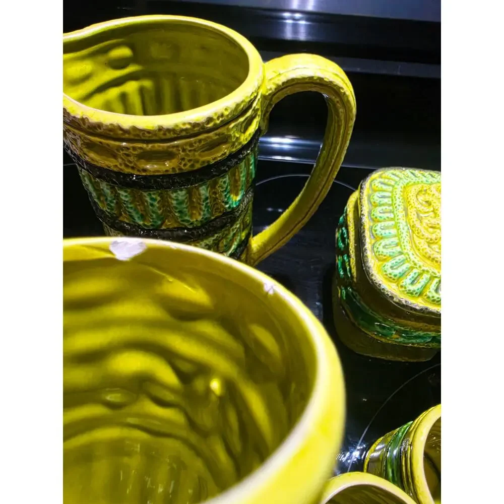 Vintage Mid Century Thrifco Japan Ceramic Pitcher & Tumbler Set - 6 Piece